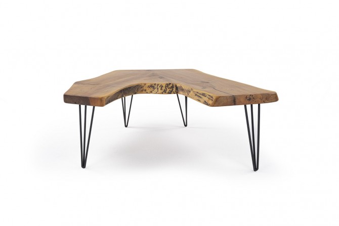 couchtisch, walnussholz, mit epoxidharz, stahl,